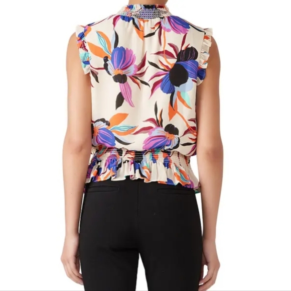 J. Crew Blouse Sleeveless Women Size 10T Floral Ruffle Collar New - Picture 2 of 9